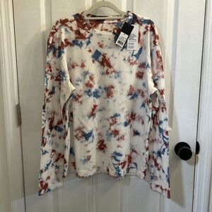 Original Use Men’s M Tie-Dye Long Sleeve Cotton Shirt Red White Blue NWT